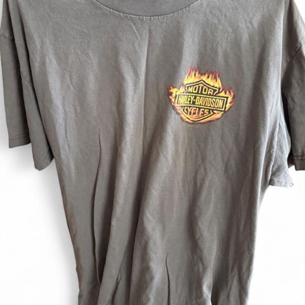 Harley-davidson Men's Grey and Khaki T-shirt